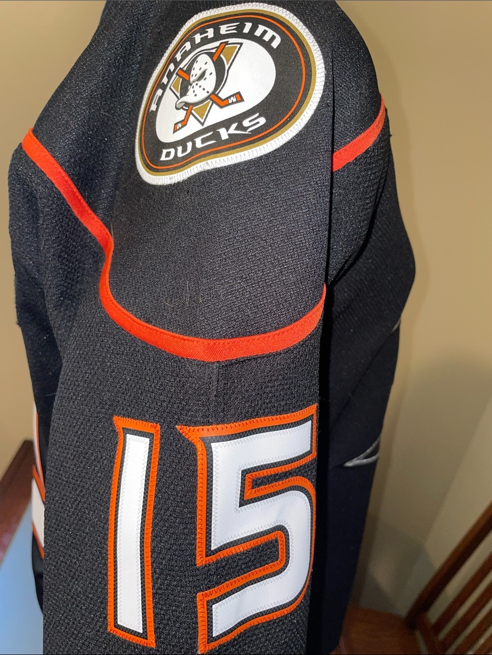 Reebok Anaheim Ducks Captain NHL Jersey - Black, Orange & White - Picture 4 of 7